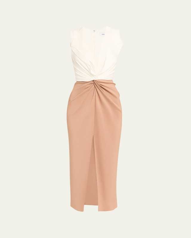 Lili Bi-Color Twist Midi Dress